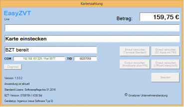 EasyZVT – Die Schnittstelle zum EC-Gerät